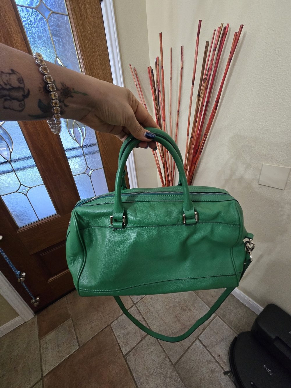 Green Leather Satchel Handbag - Unbranded - Picture 2 of 16